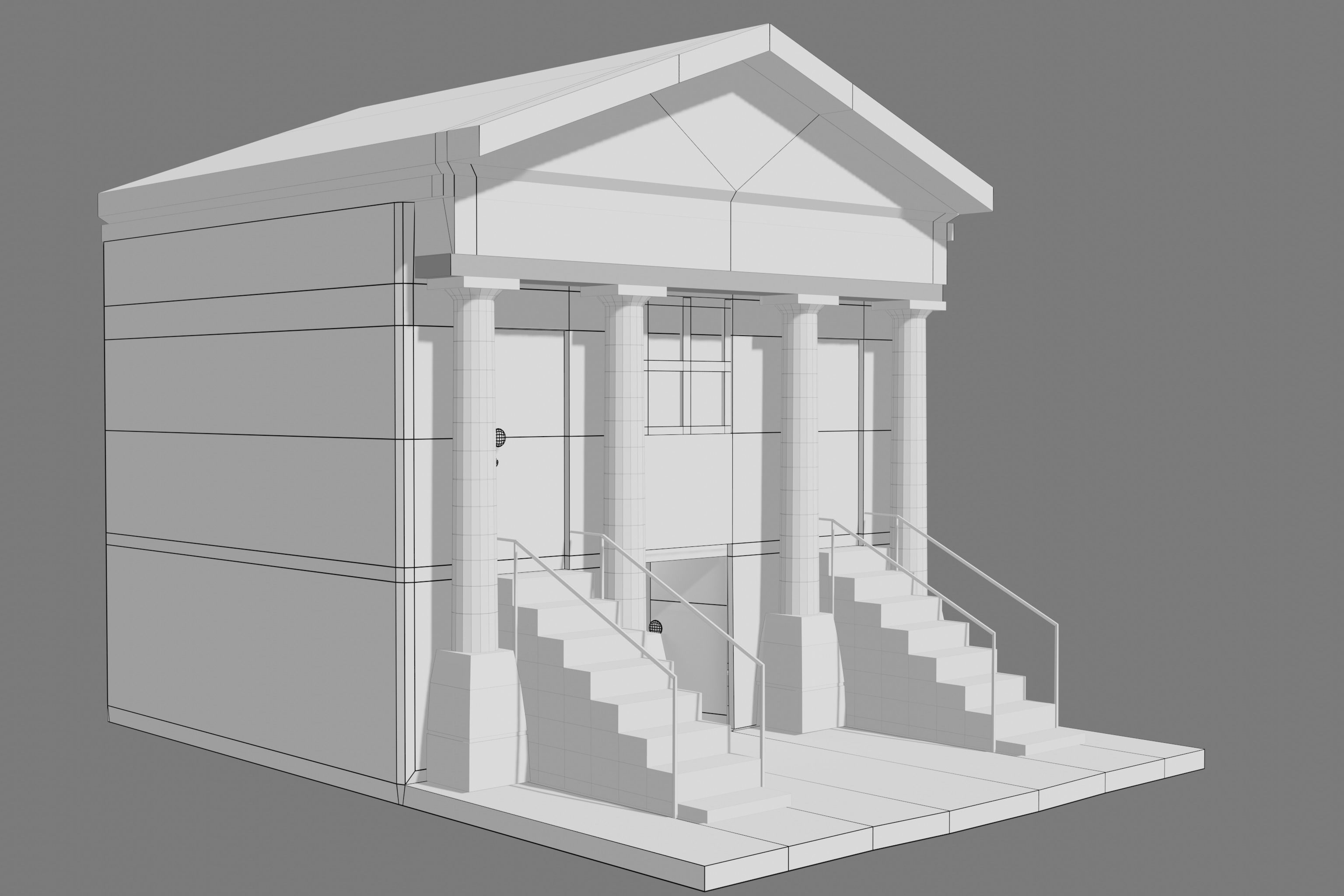 house building with stairs leading up to it 3D model_10