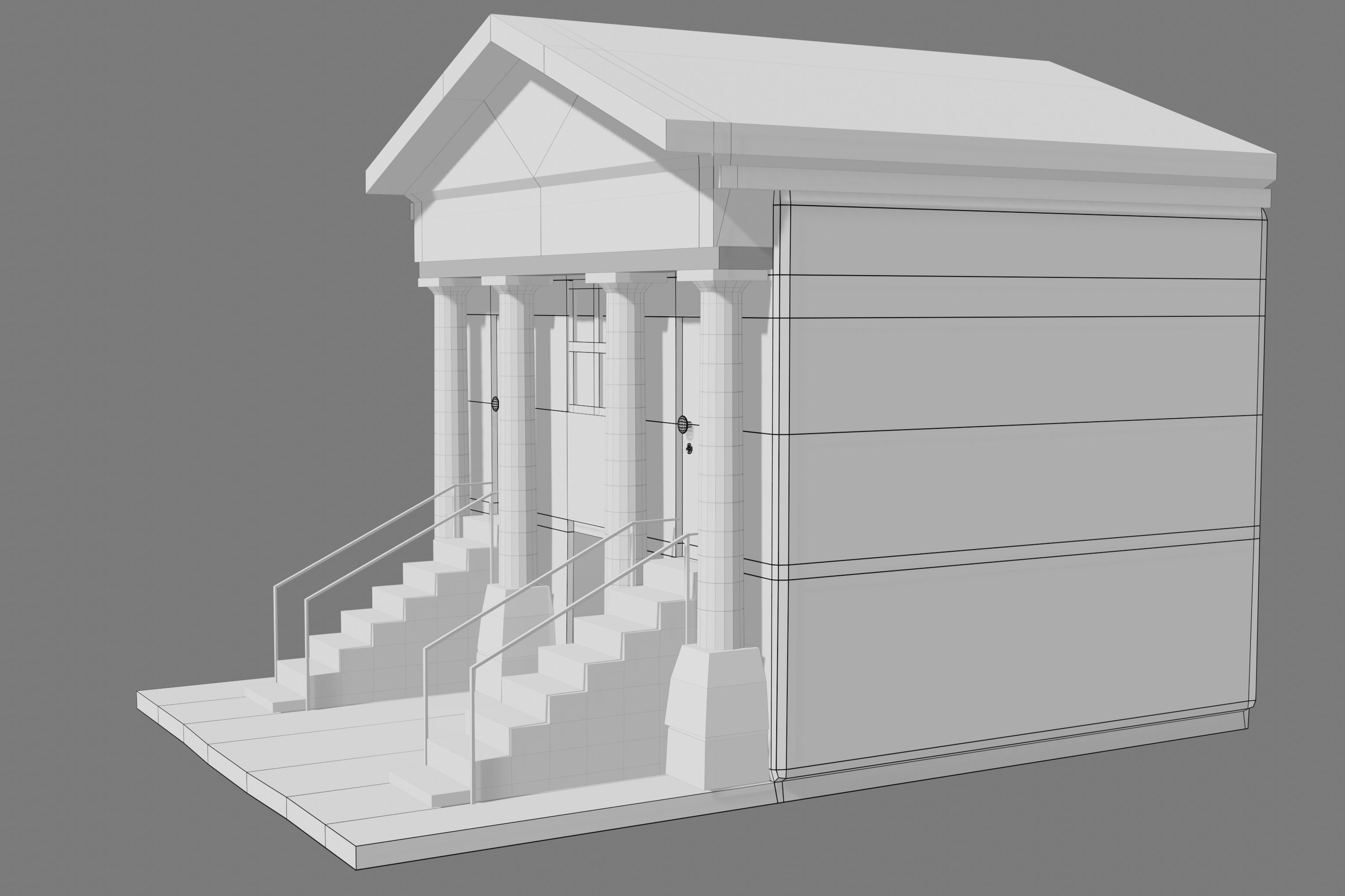 house building with stairs leading up to it 3D model_11