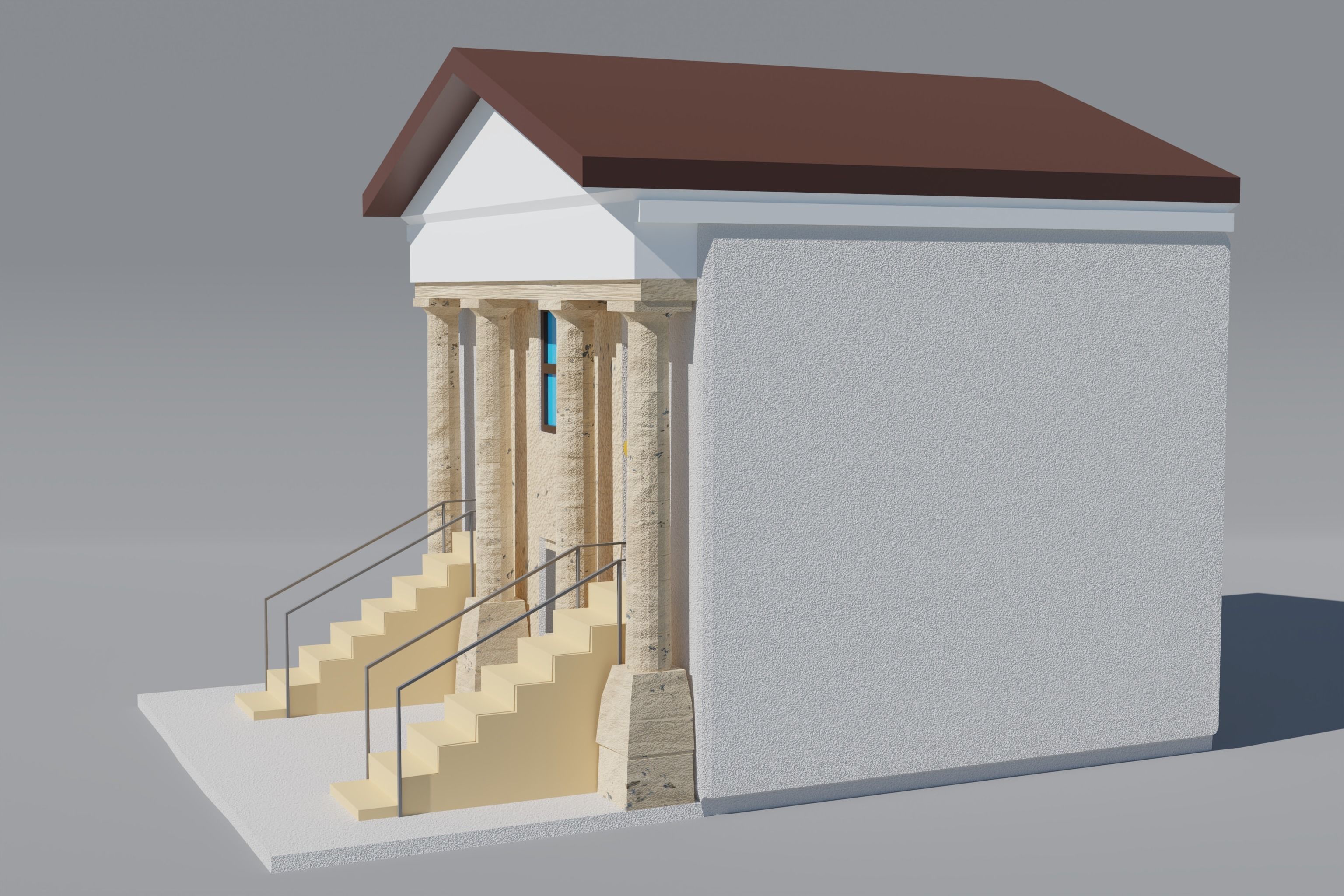 house building with stairs leading up to it 3D model_2