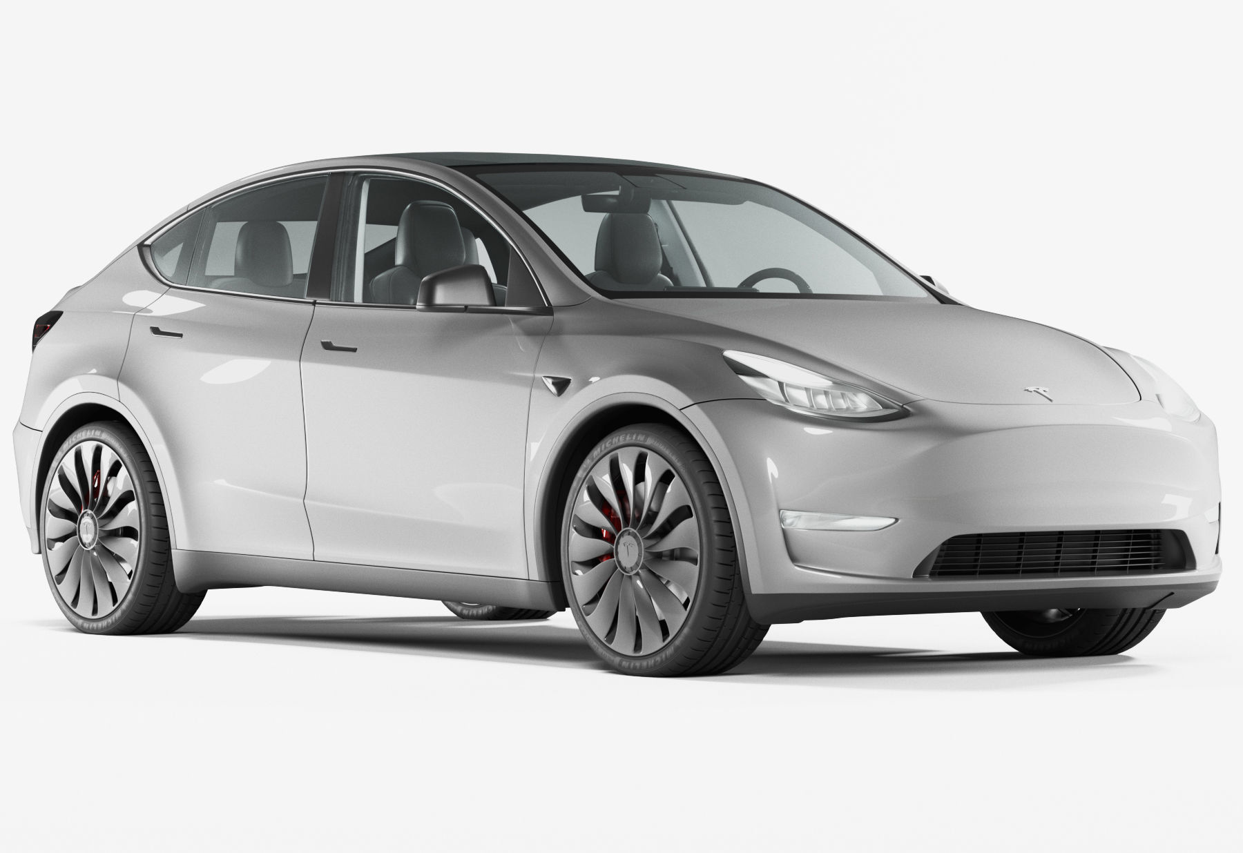 Tesla Model Y silver 3D model_1