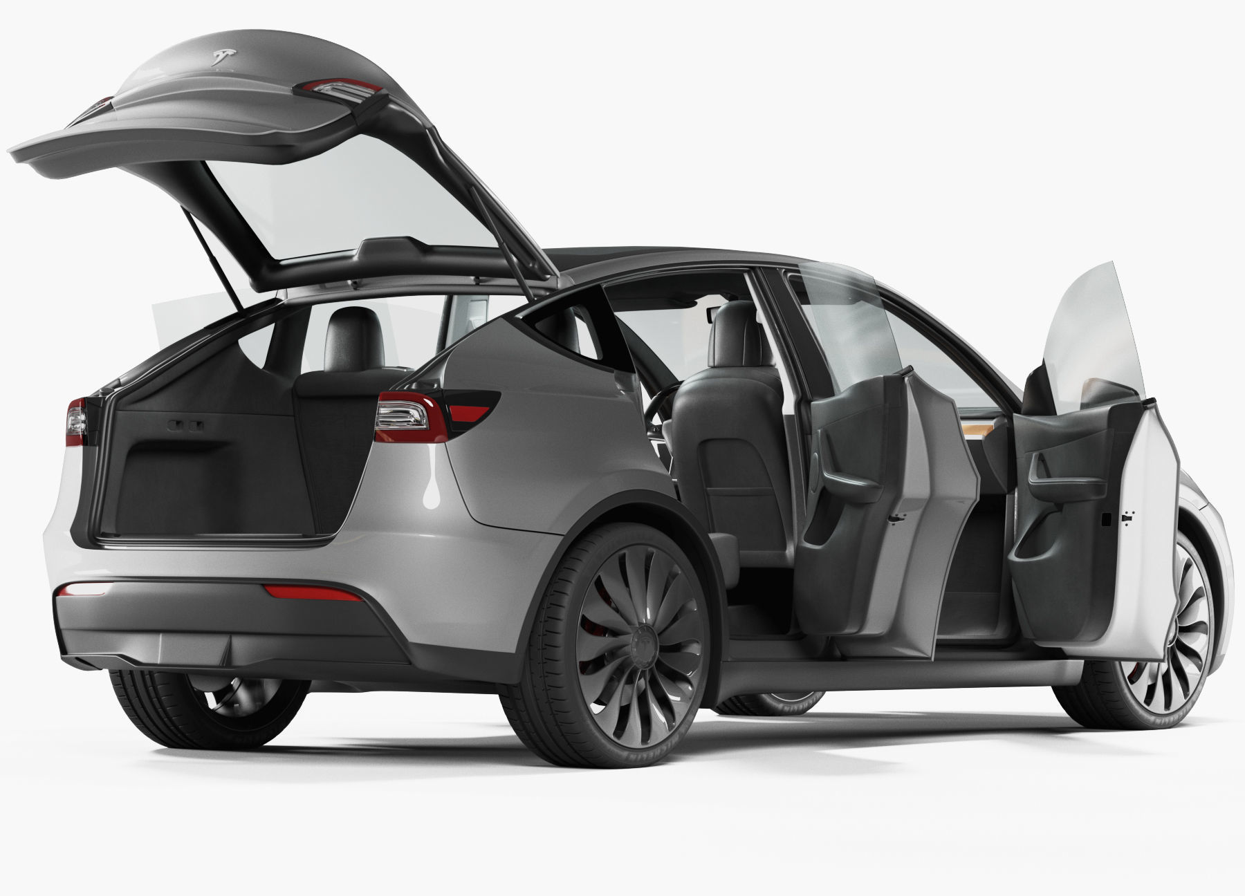 Tesla Model Y silver 3D model_5