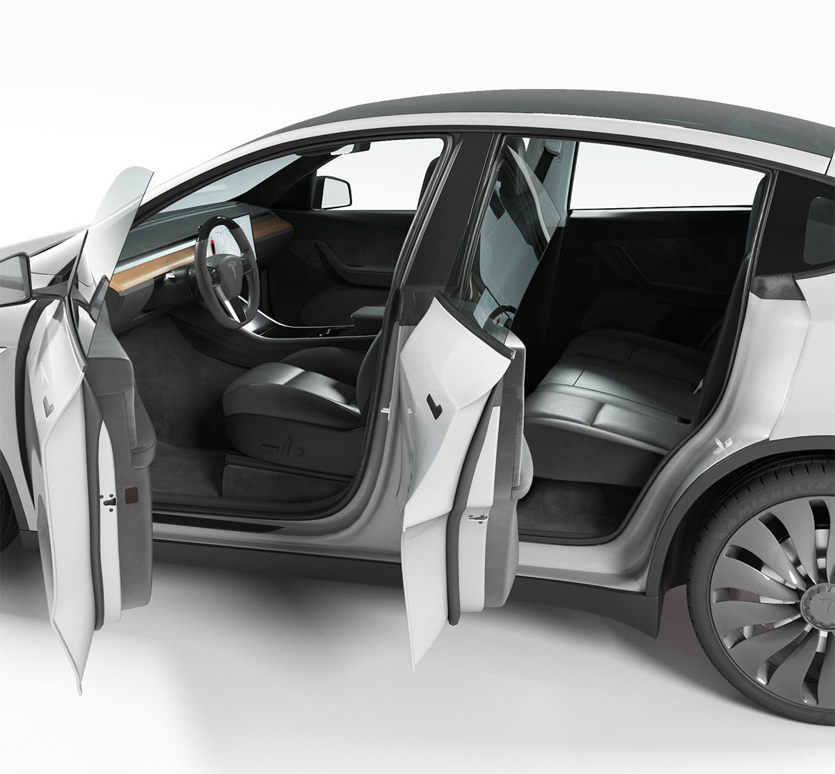 Tesla Model Y silver 3D model_10