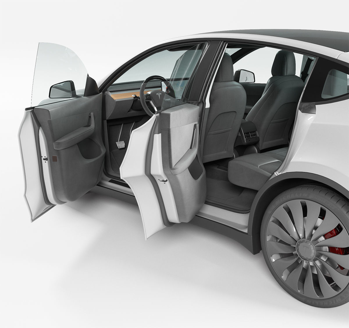 Tesla Model Y silver 3D model_11