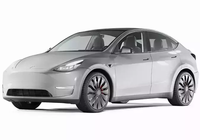 Tesla Model Y silver 3D model