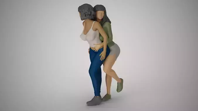 Scared Girls 3D print model