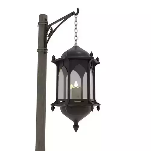 Old Gothic Lantern on Pole - with Candle
