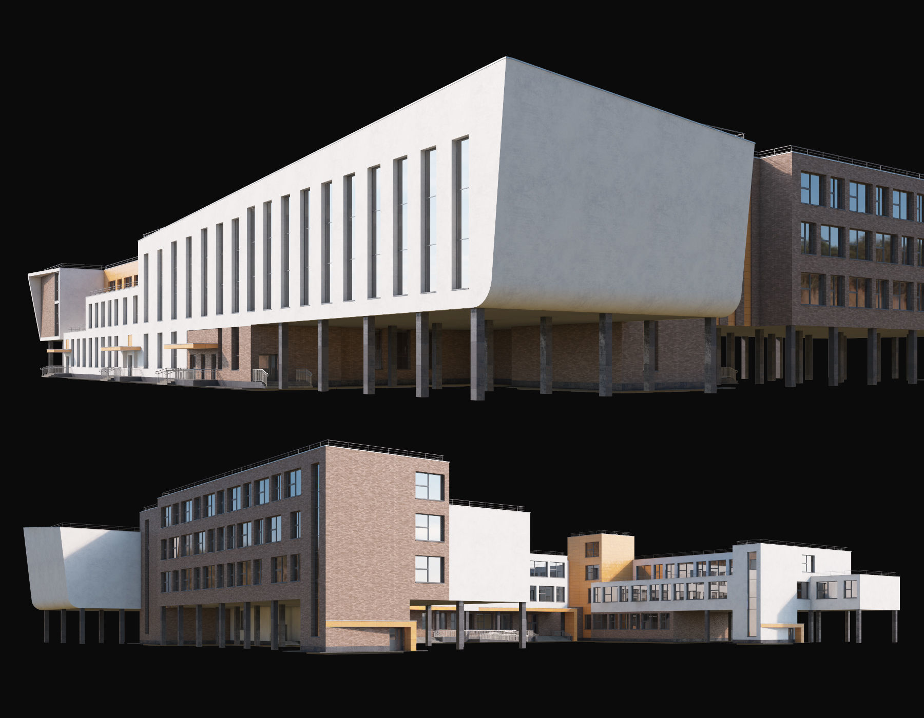 Modern school building 3D model_4