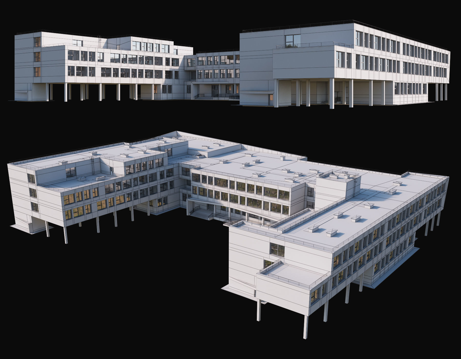 Modern school building 3D model_9