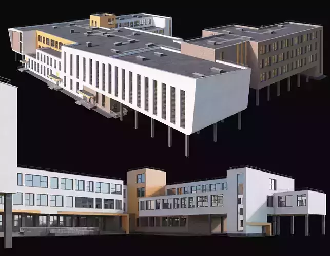 Modern school building 3D model