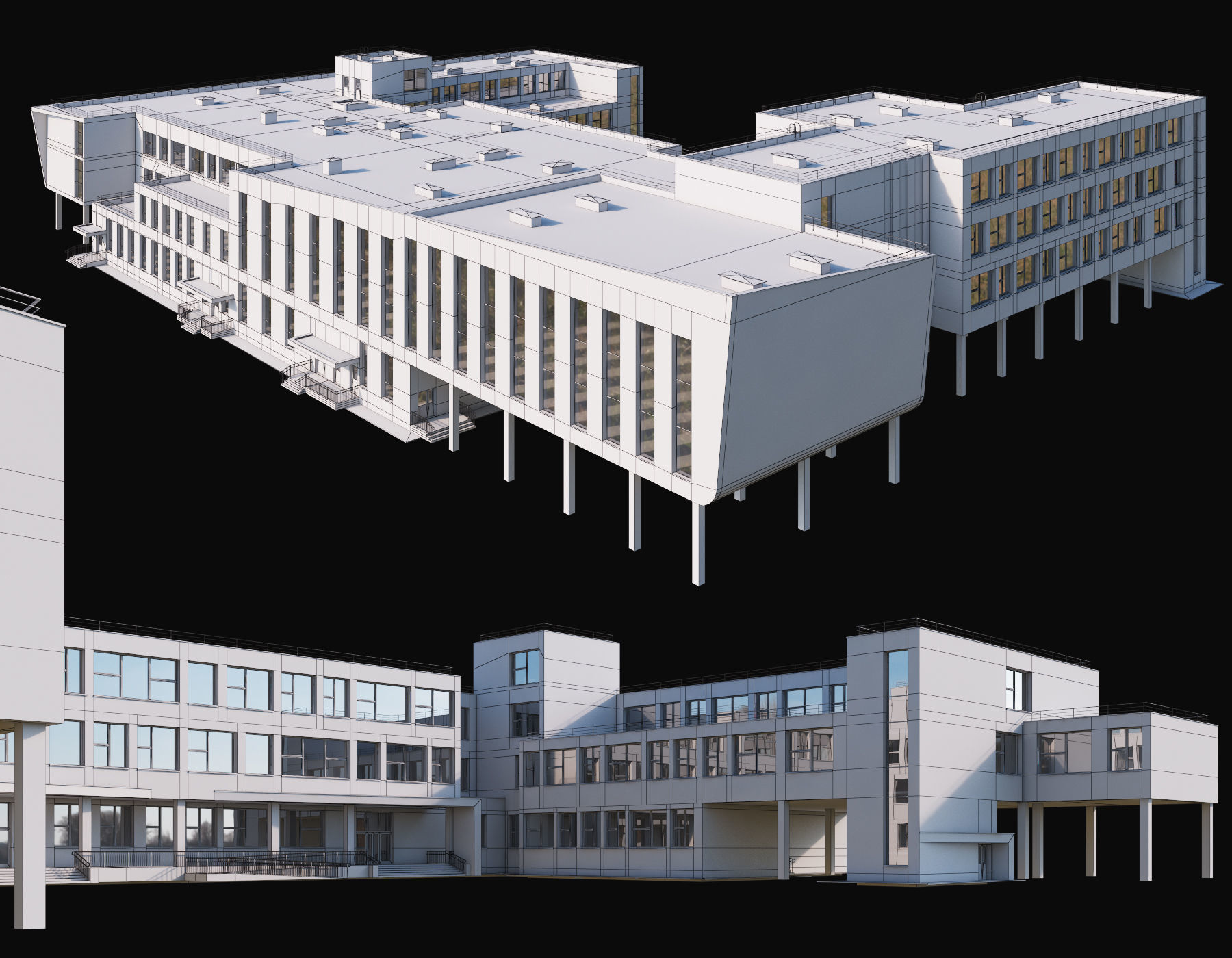 Modern school building 3D model_8