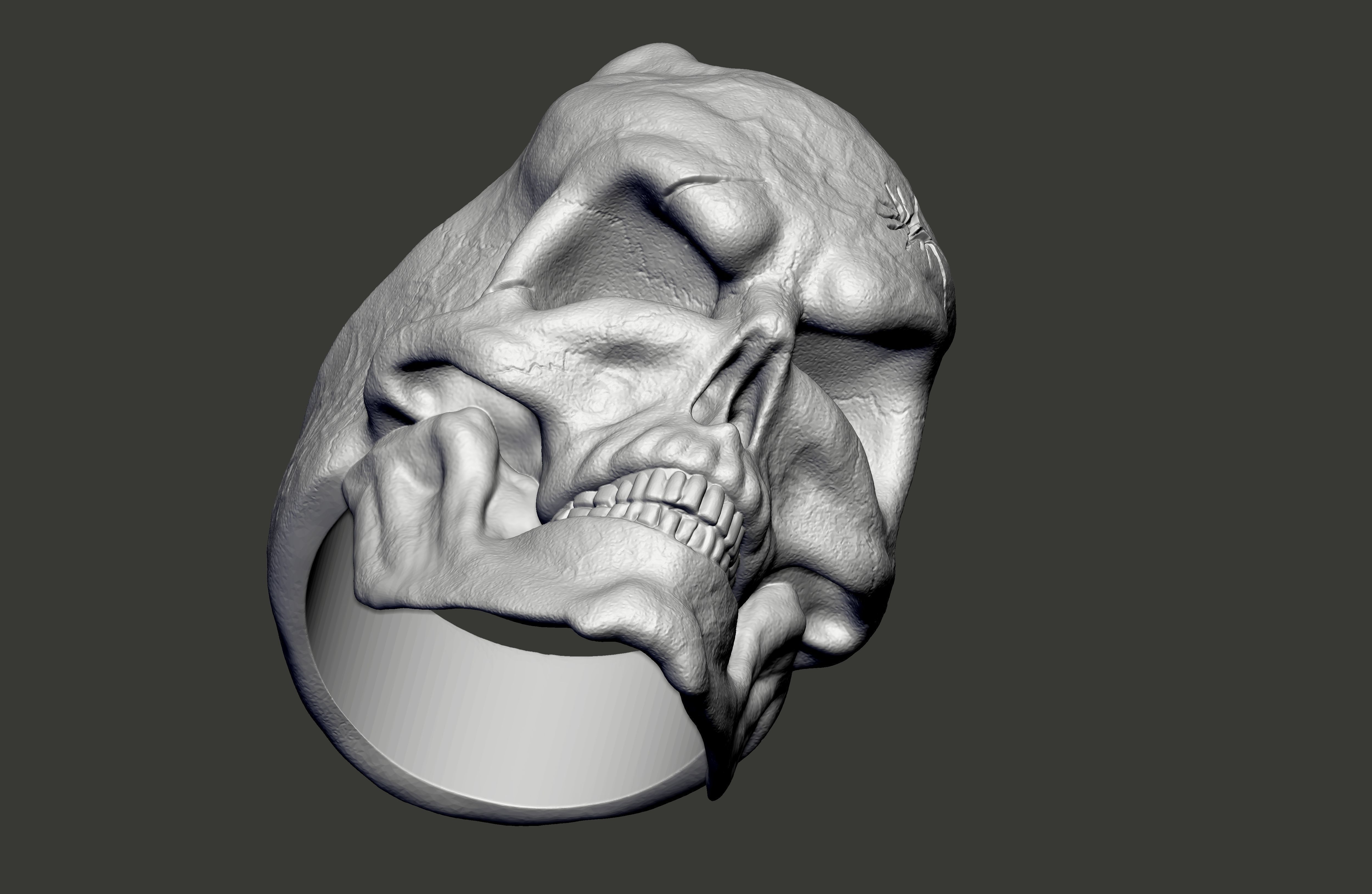 Skull Damage Ring  3d print model   3D print model_6