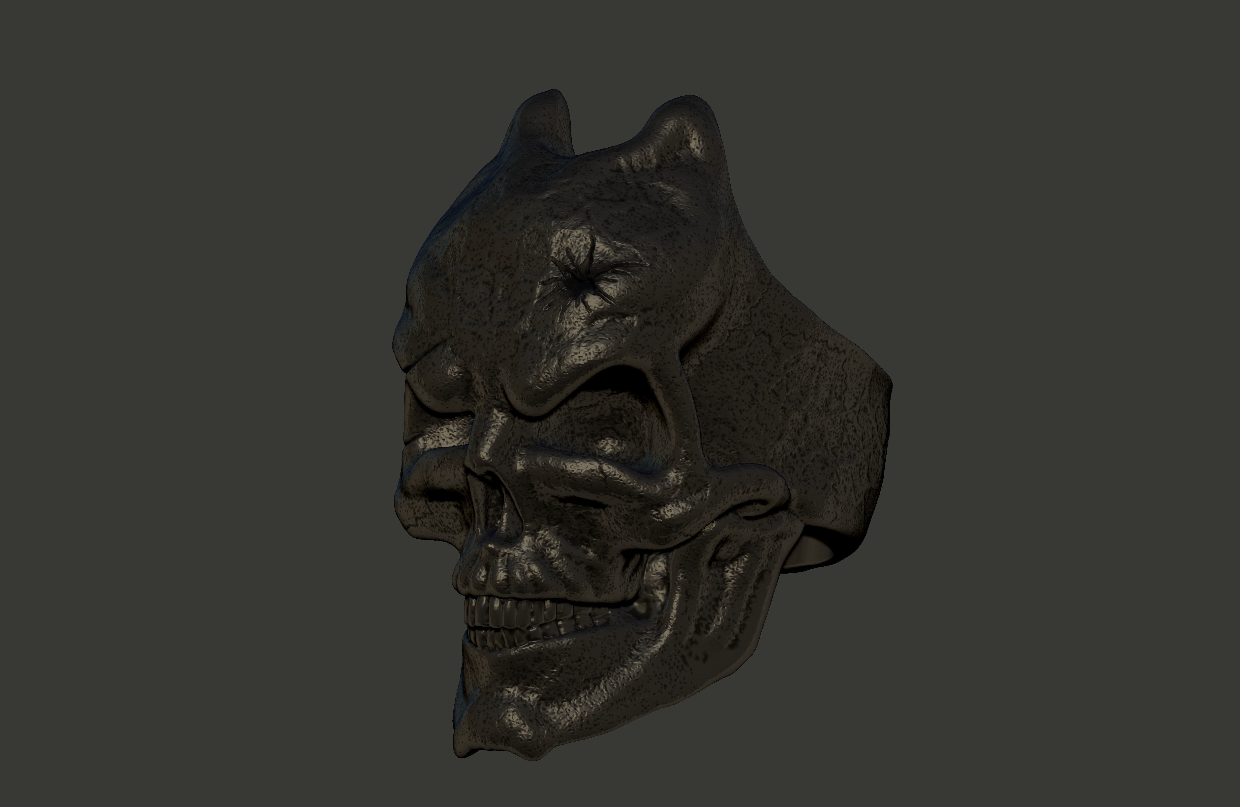 Skull Damage Ring  3d print model   3D print model_2