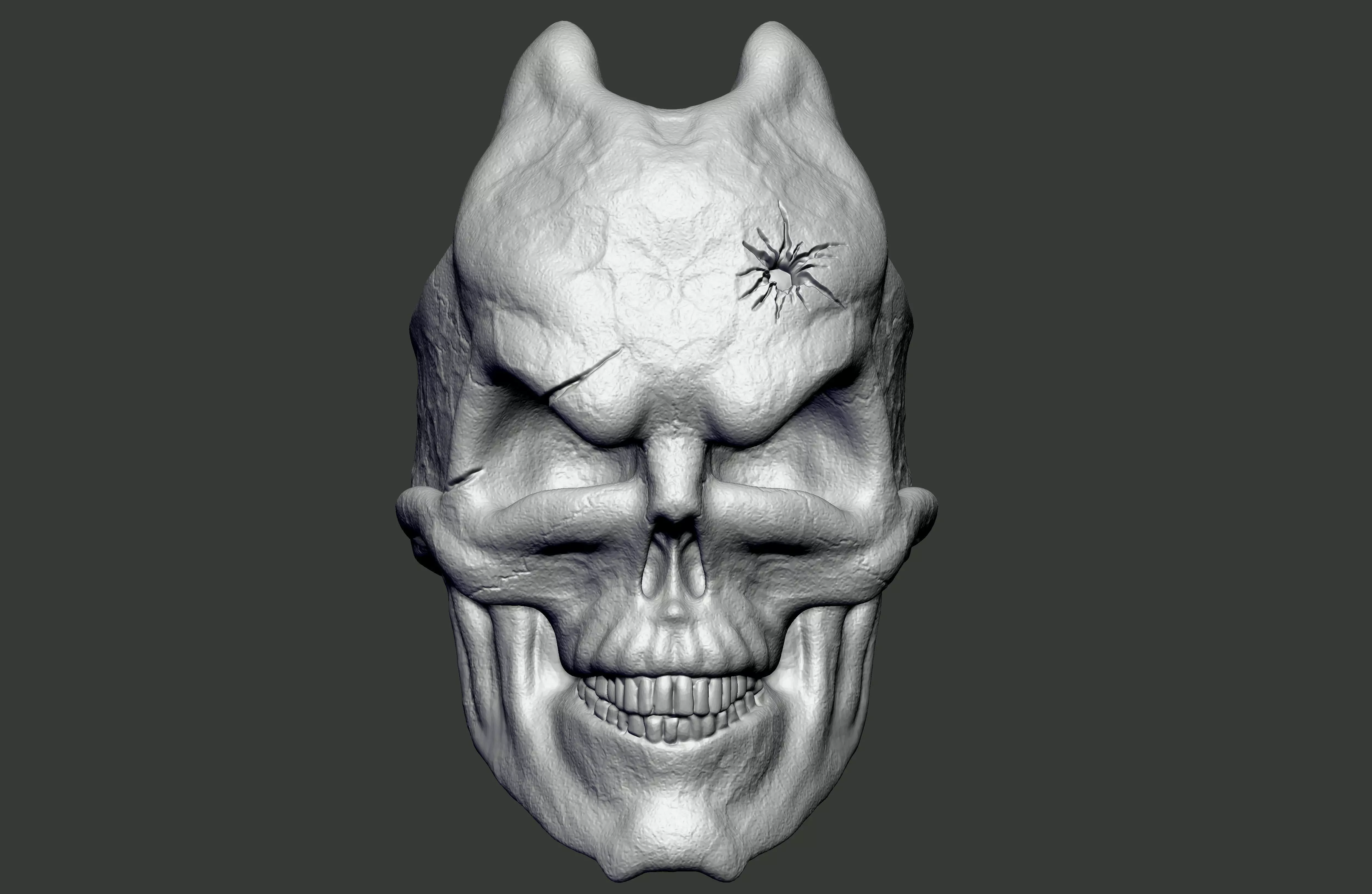 Skull Damage Ring  3d print model   3D print model_0