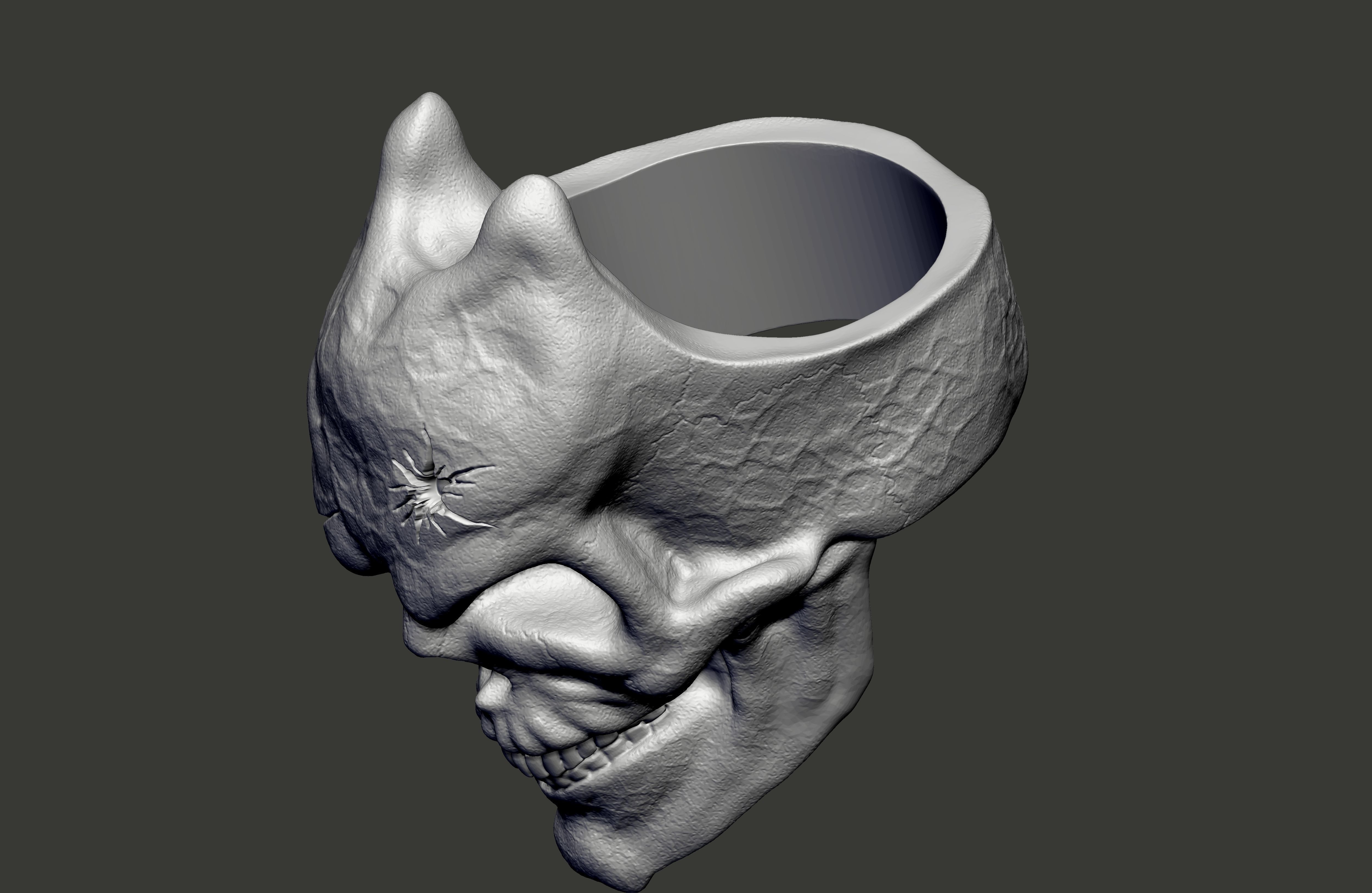 Skull Damage Ring  3d print model   3D print model_4