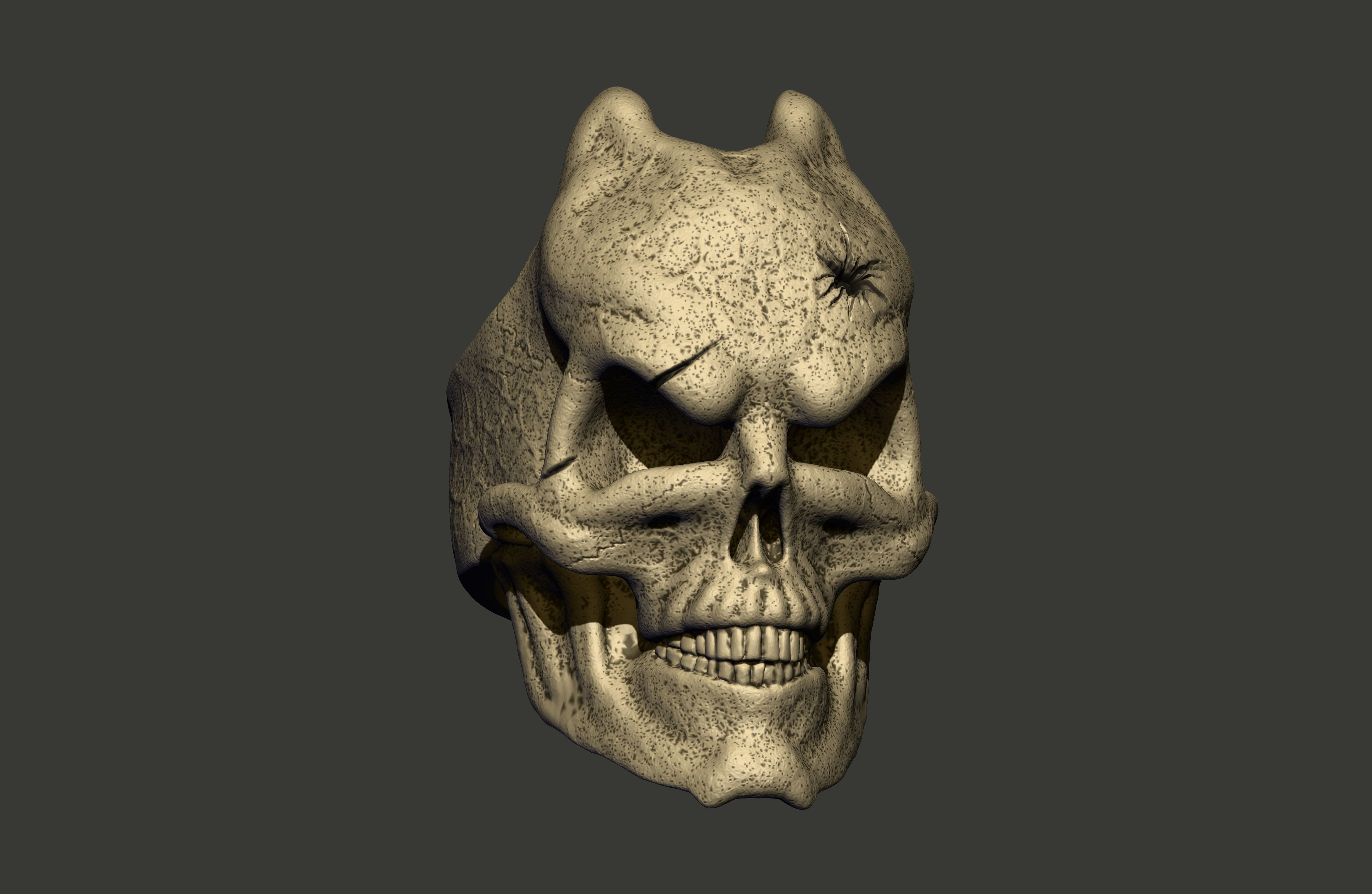 Skull Damage Ring  3d print model   3D print model_1