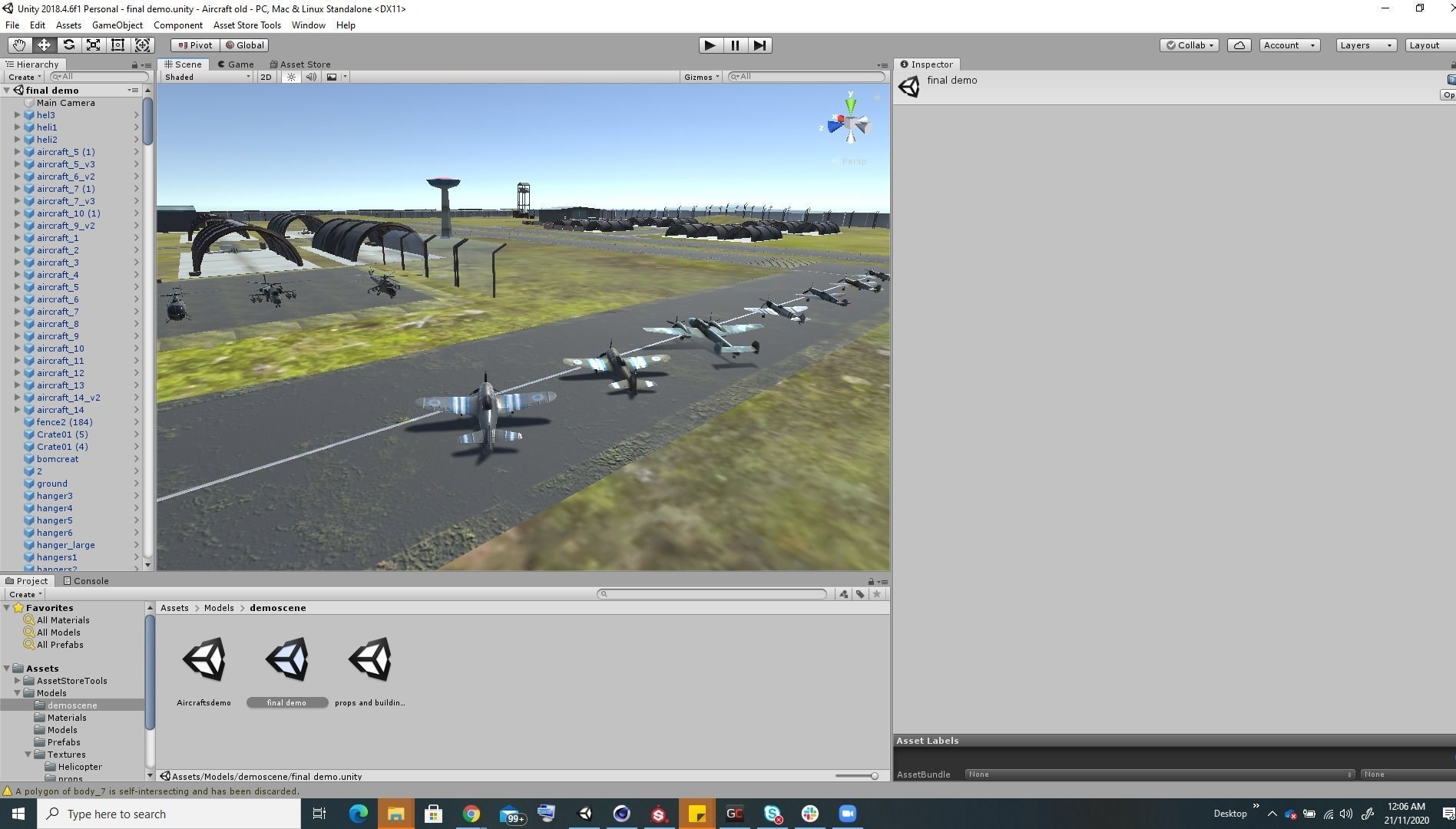 Low Poly game ready air field with helicopters and aircraft Low-poly 3D model_16