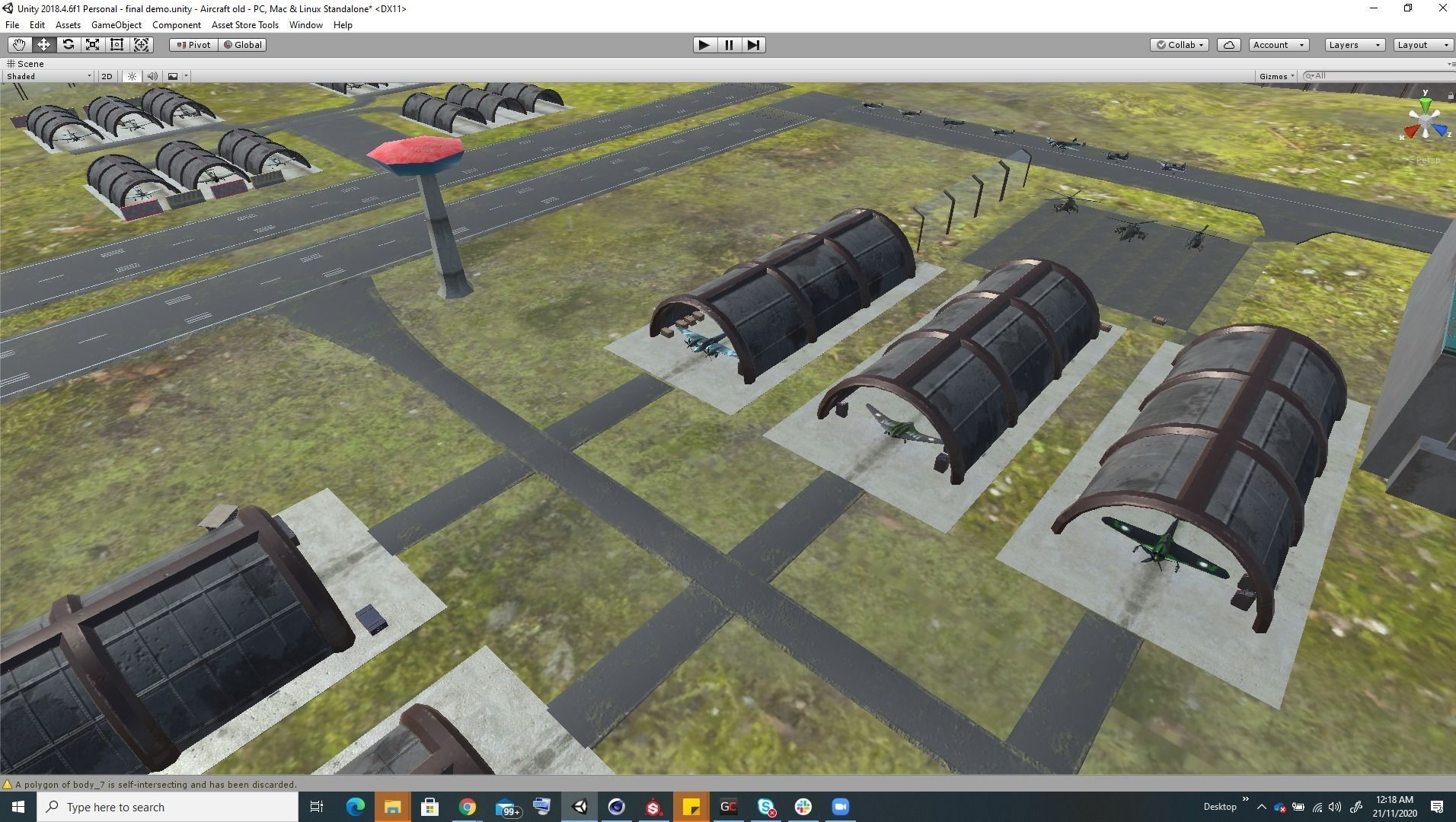 Low Poly game ready air field with helicopters and aircraft Low-poly 3D model_27