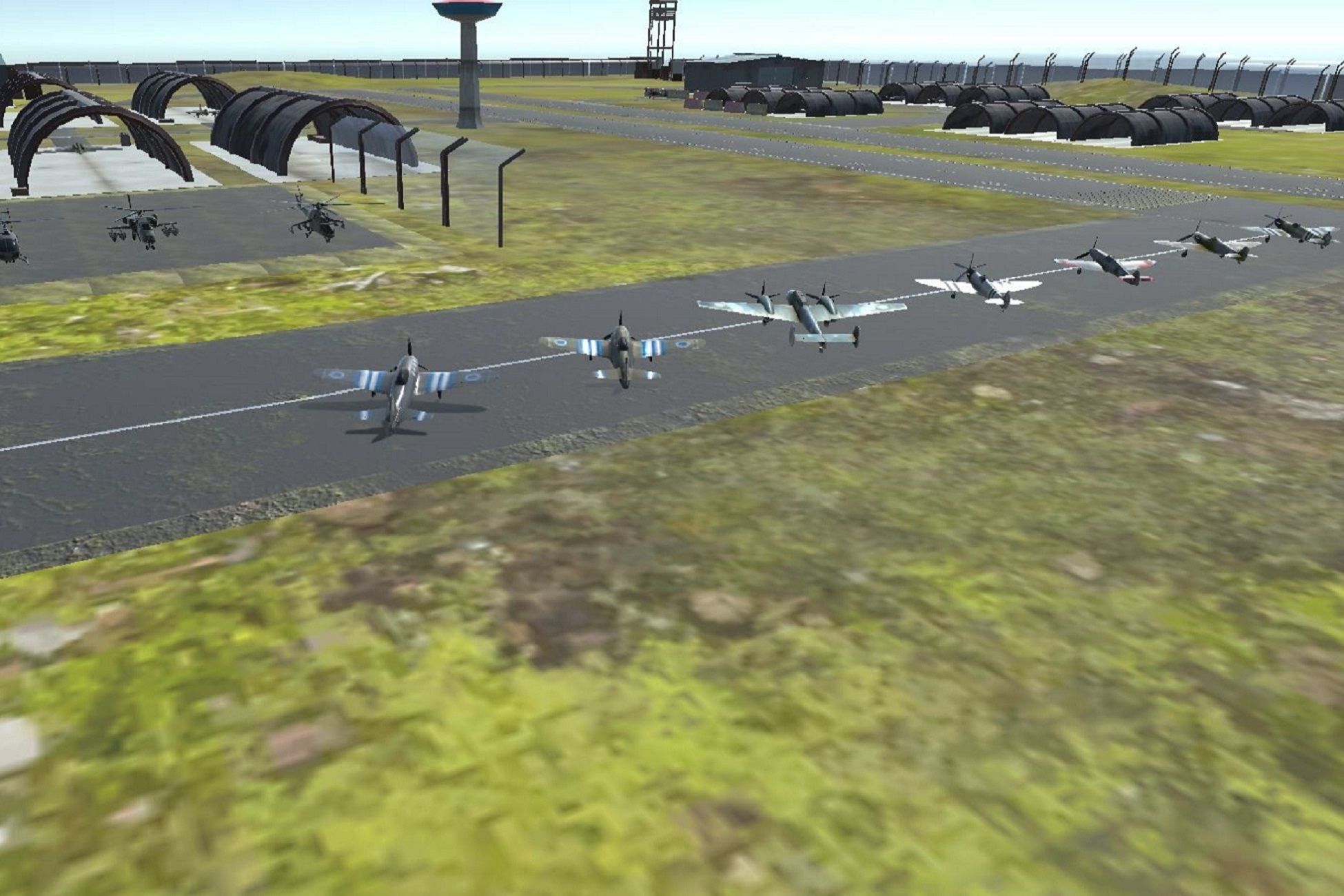 Low Poly game ready air field with helicopters and aircraft Low-poly 3D model_29