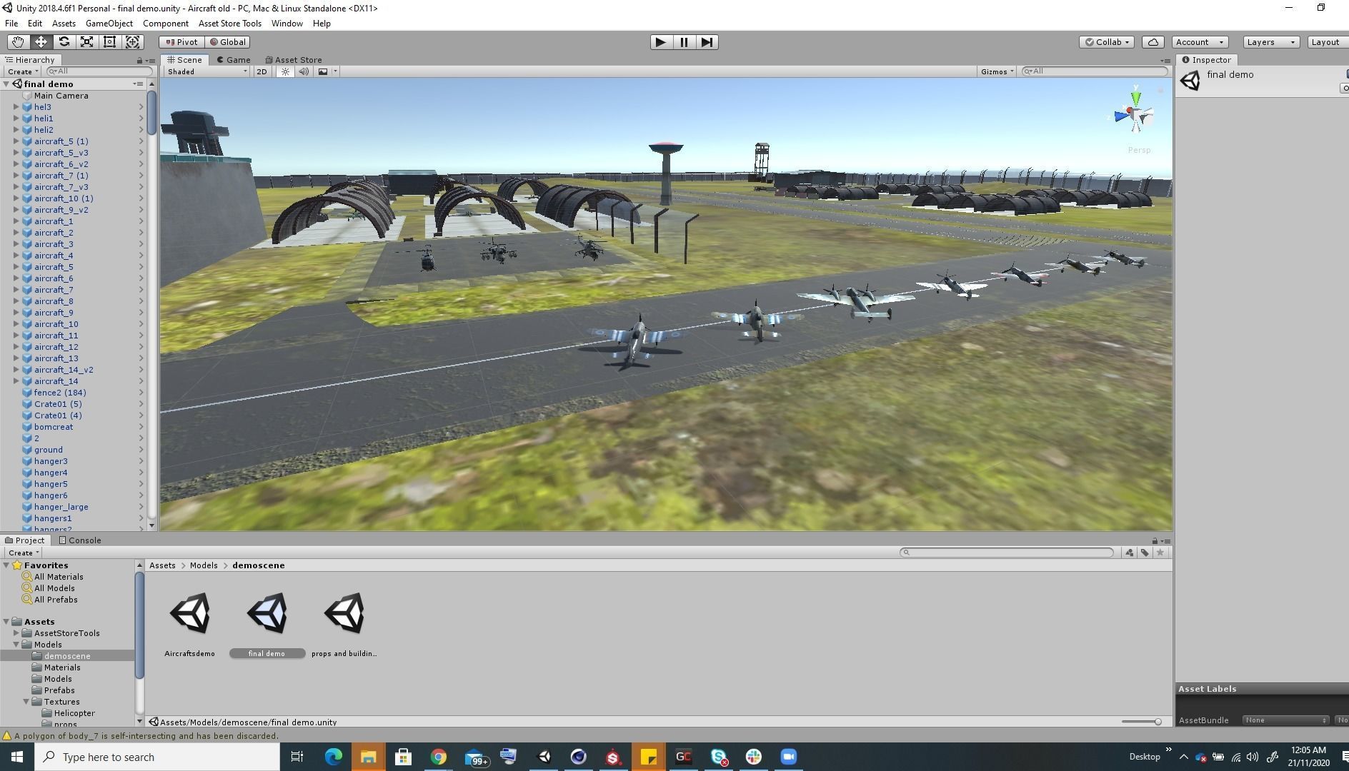 Low Poly game ready air field with helicopters and aircraft Low-poly 3D model_15