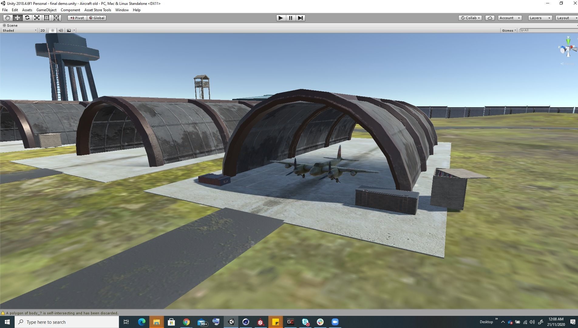 Low Poly game ready air field with helicopters and aircraft Low-poly 3D model_19