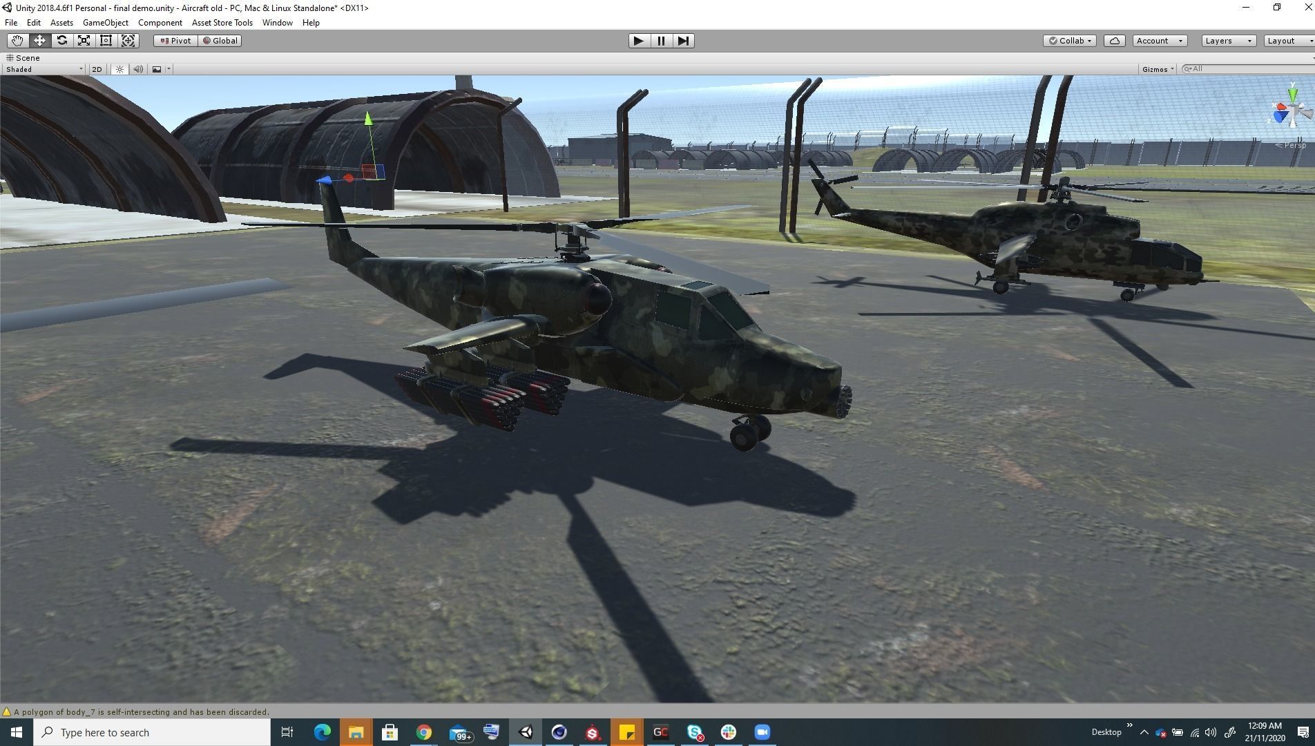 Low Poly game ready air field with helicopters and aircraft Low-poly 3D model_23