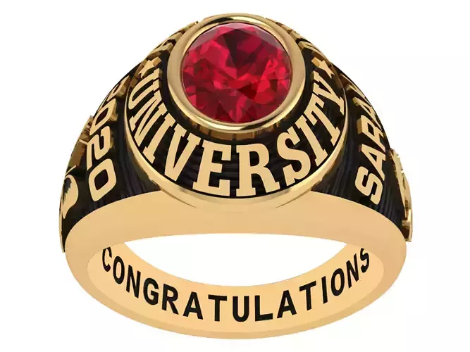 Personalized Class Ring 5 - Oval Gem for Females