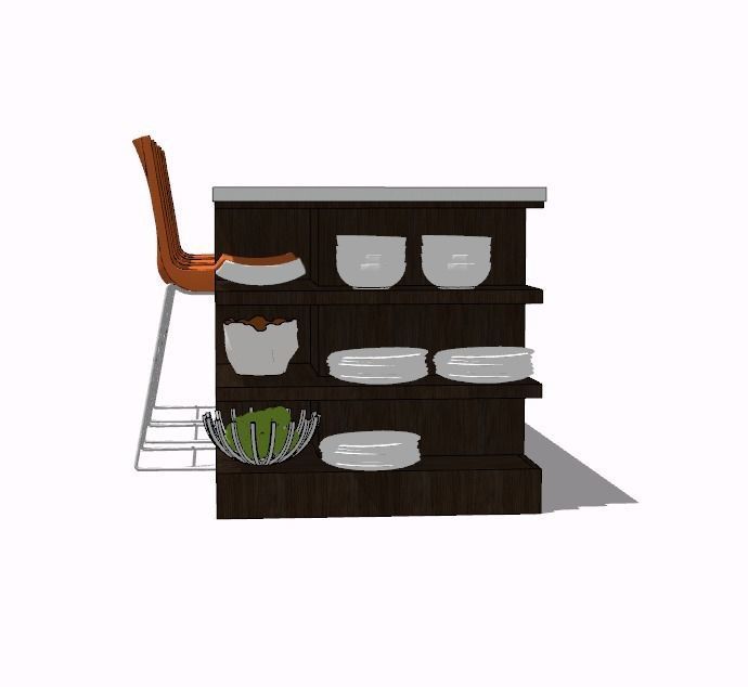 Kitchen Island Low-poly 3D model_3