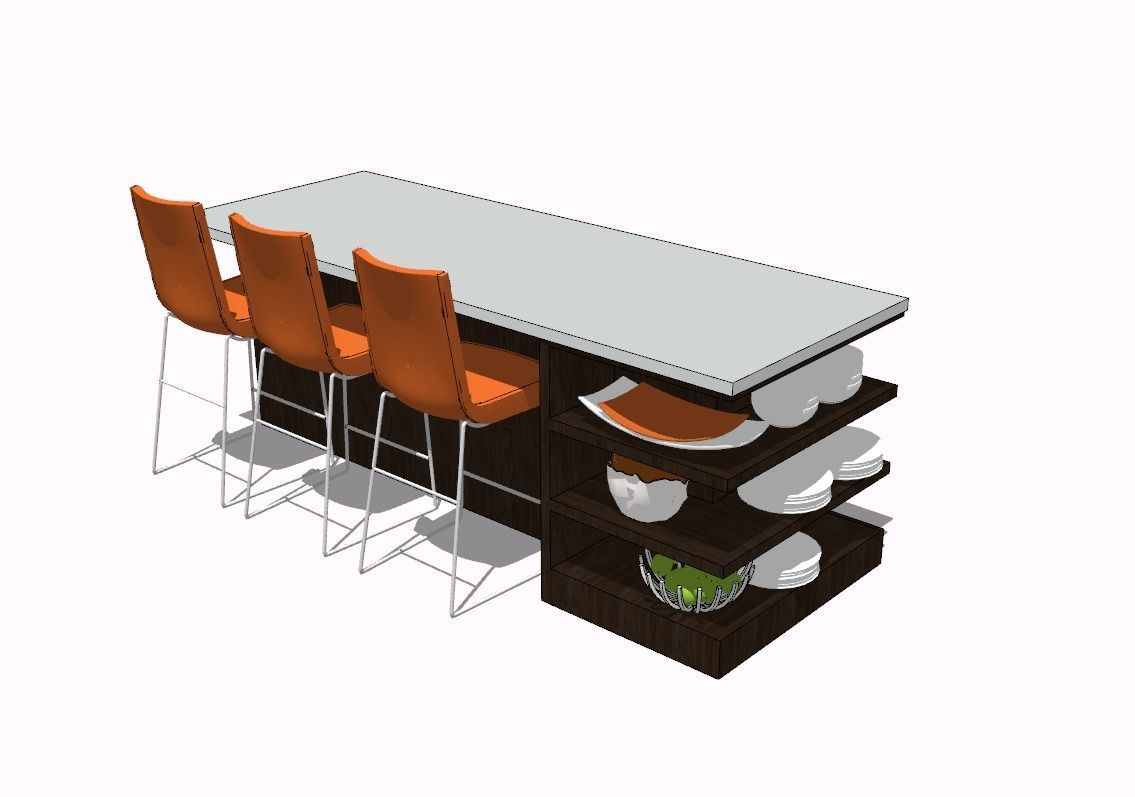 Kitchen Island Low-poly 3D model_2