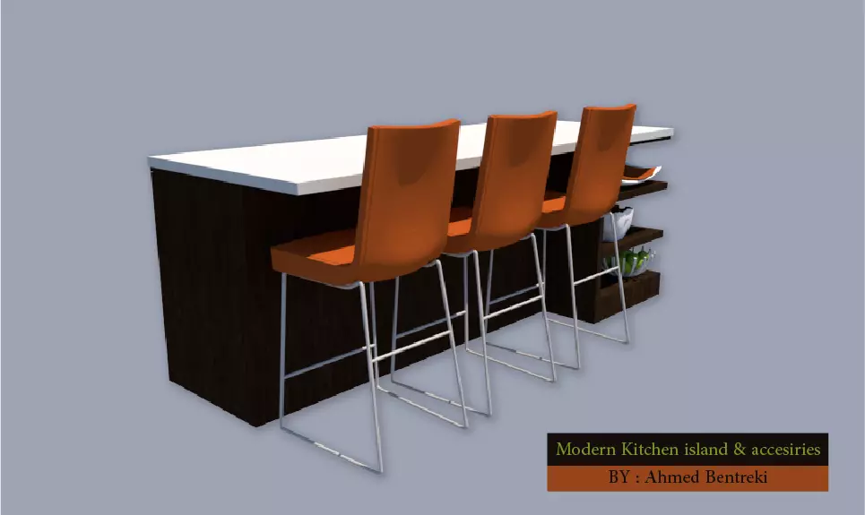 Kitchen Island Low-poly 3D model_0