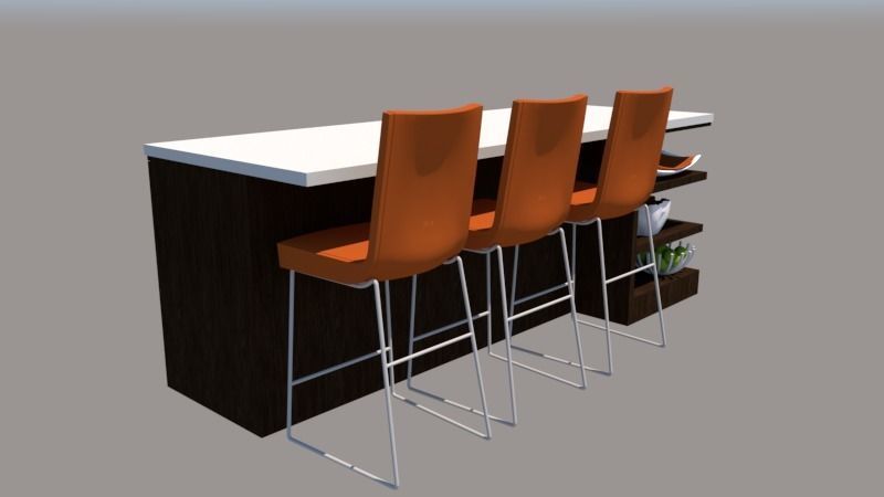 Kitchen Island Low-poly 3D model_1