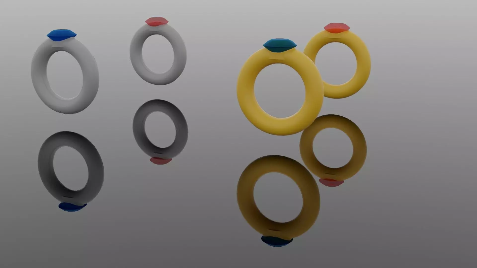 4 rings different colored Free low-poly 3D model_0