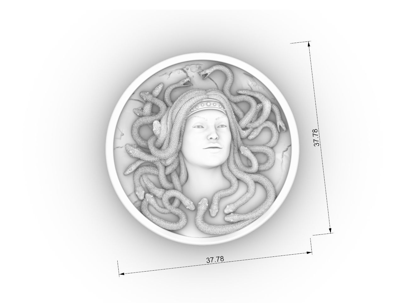 medusa pendant Bas-Relief  3D print model cnc 3D print model_13