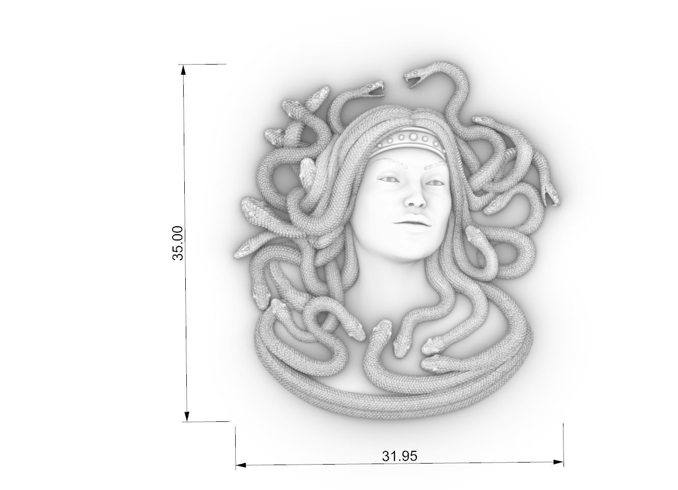 medusa pendant Bas-Relief  3D print model cnc 3D print model_15