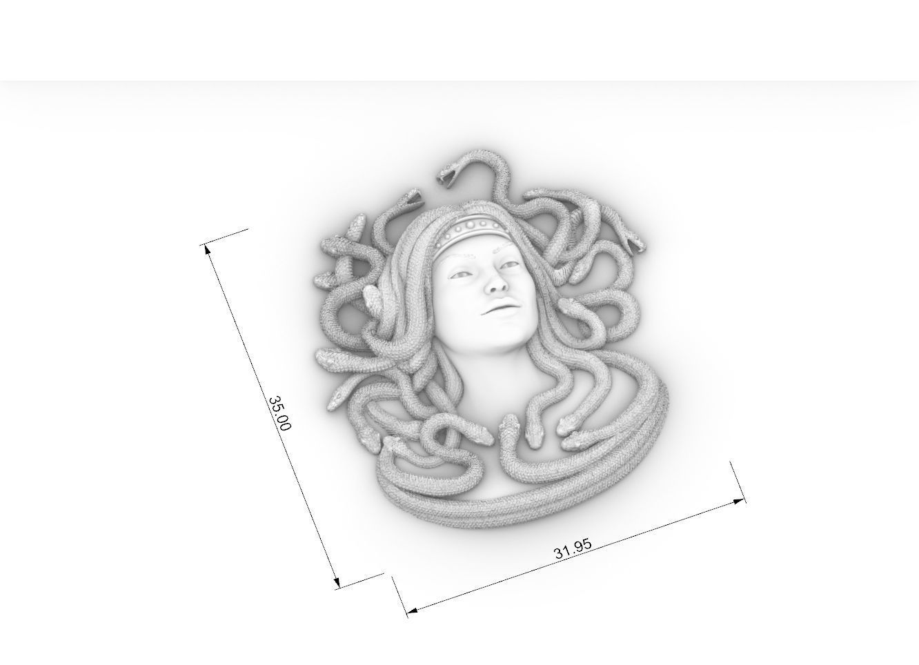 medusa pendant Bas-Relief  3D print model cnc 3D print model_12
