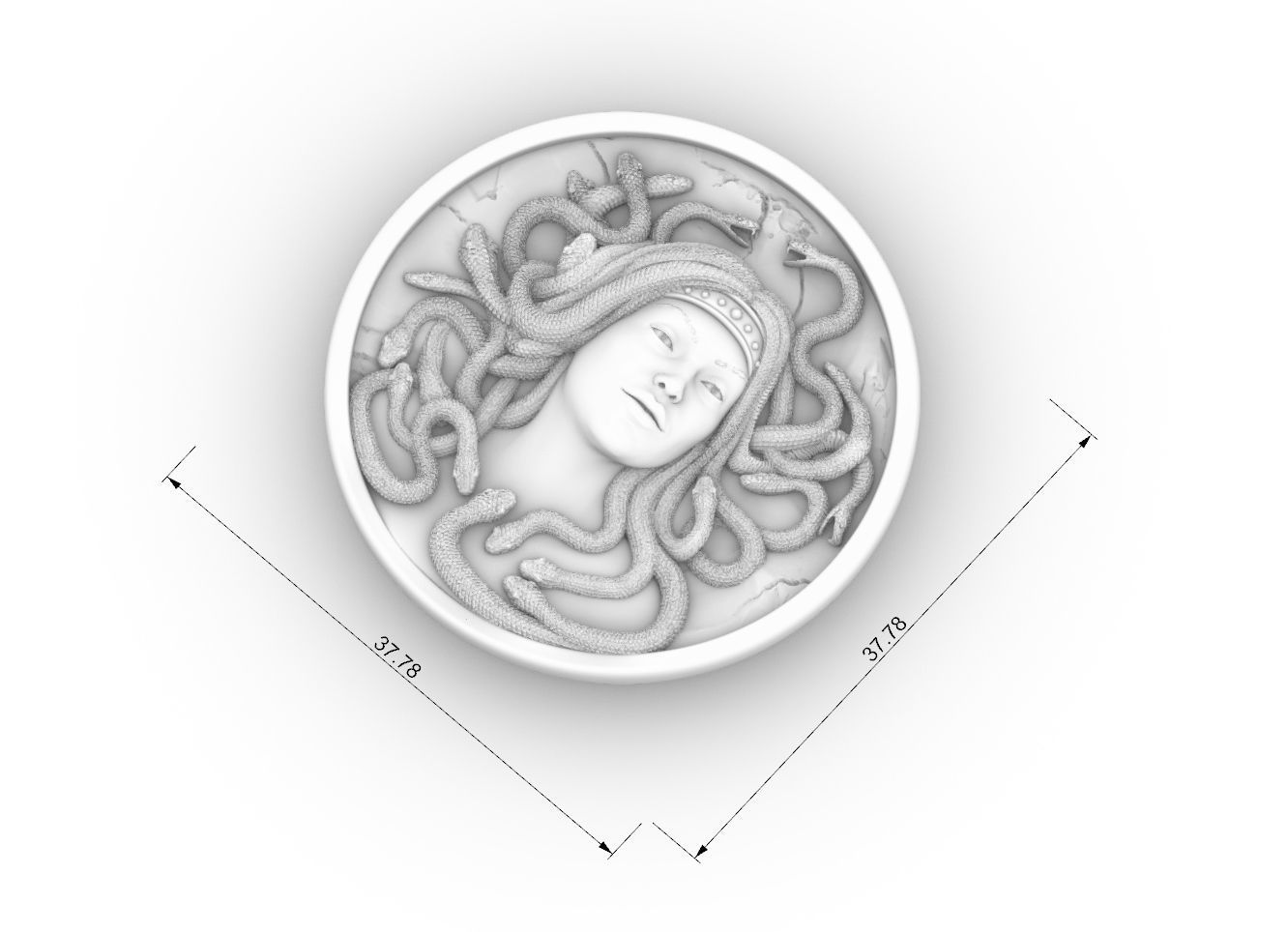 medusa pendant Bas-Relief  3D print model cnc 3D print model_11