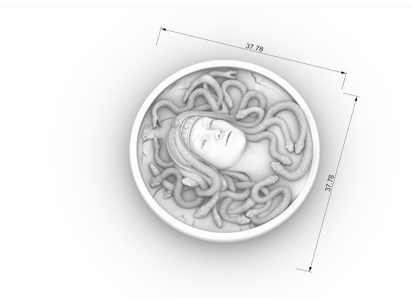 medusa pendant Bas-Relief  3D print model cnc 3D print model_14