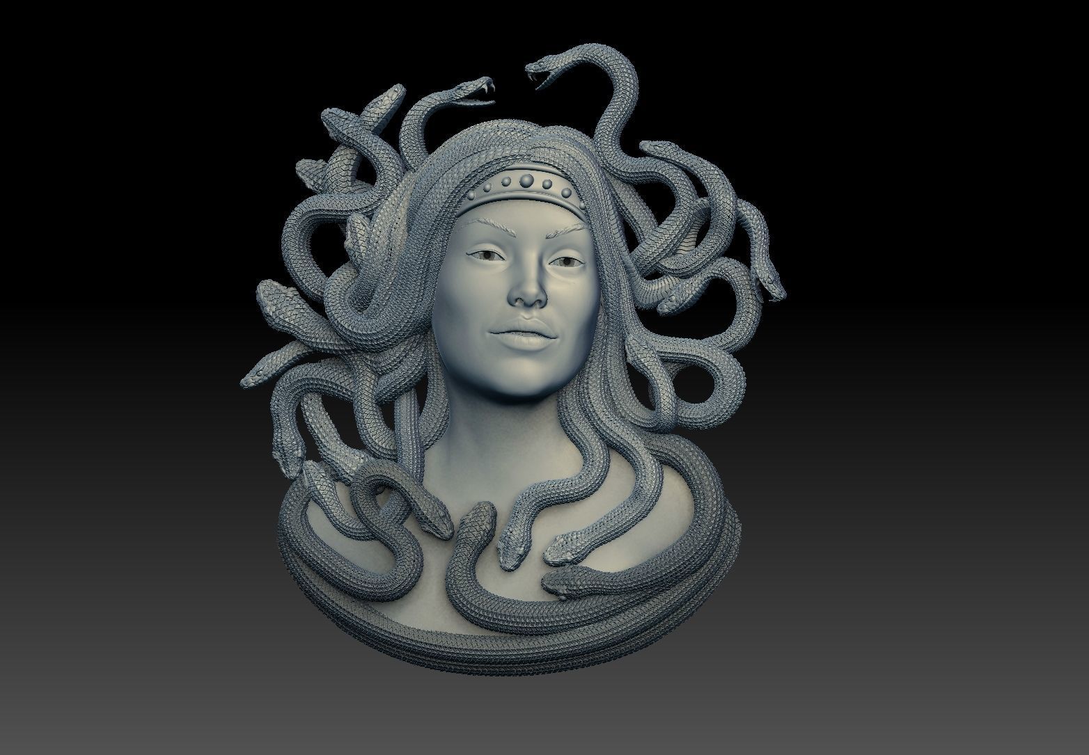 medusa pendant Bas-Relief  3D print model cnc 3D print model_7