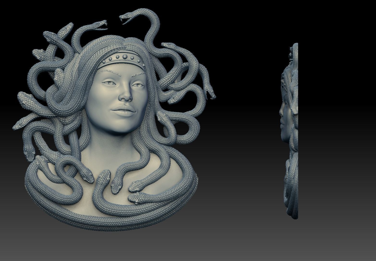 medusa pendant Bas-Relief  3D print model cnc 3D print model_8