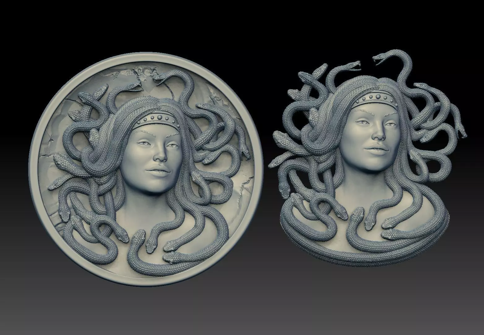 medusa pendant Bas-Relief  3D print model cnc 3D print model_0