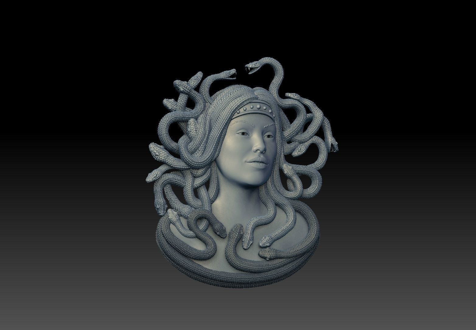 medusa pendant Bas-Relief  3D print model cnc 3D print model_6