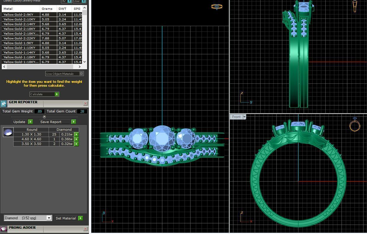 CJC0605 Collection of 6 ladies blue sapphire ruby emerald rings 3D print model_8