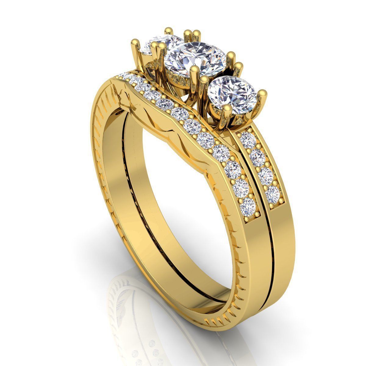 CJC0605 Collection of 6 ladies blue sapphire ruby emerald rings 3D print model_7