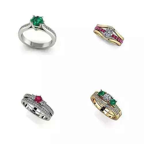 CJC0605 Collection of 6 ladies blue sapphire ruby emerald rings