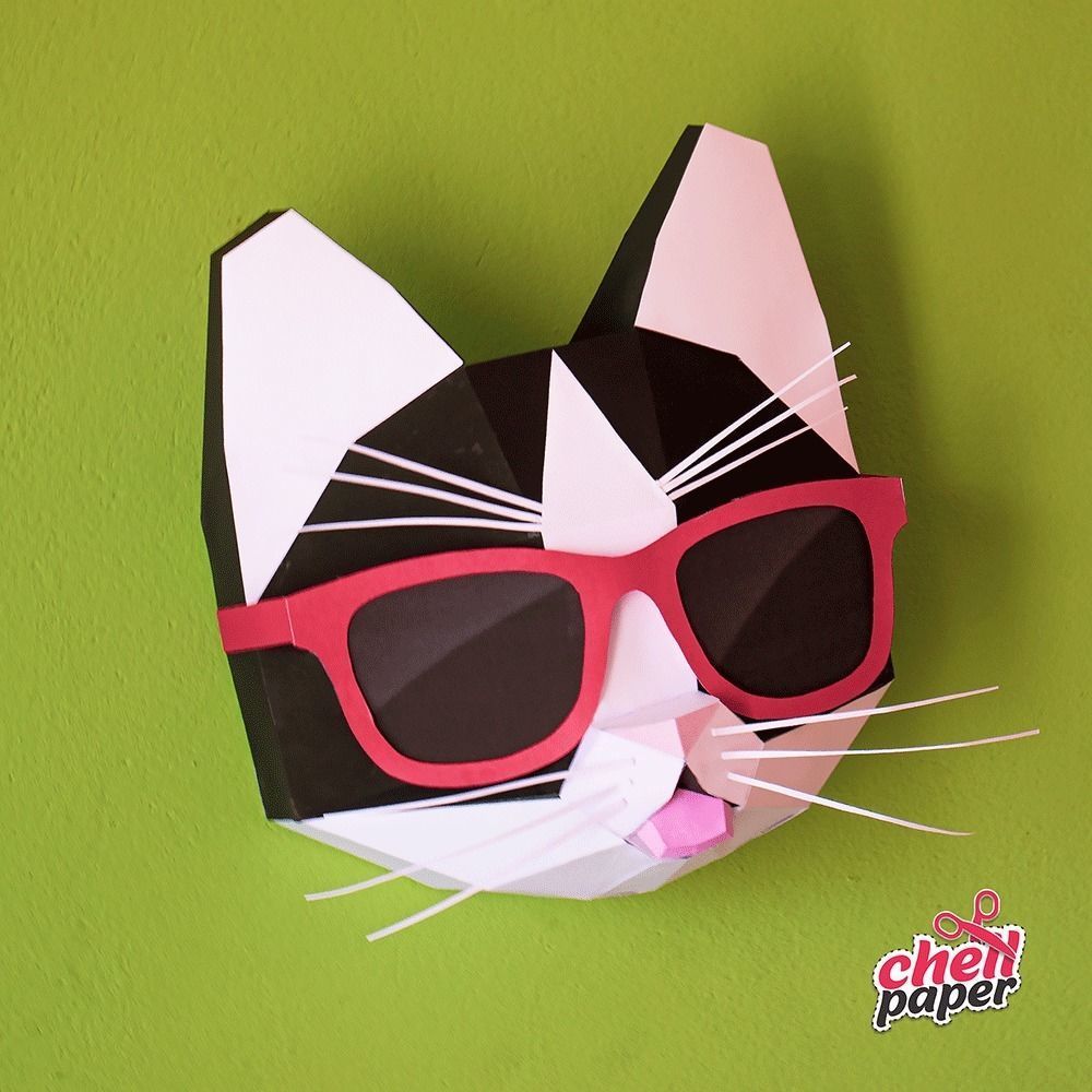 Kitten with glasses Low-poly 3D model_6