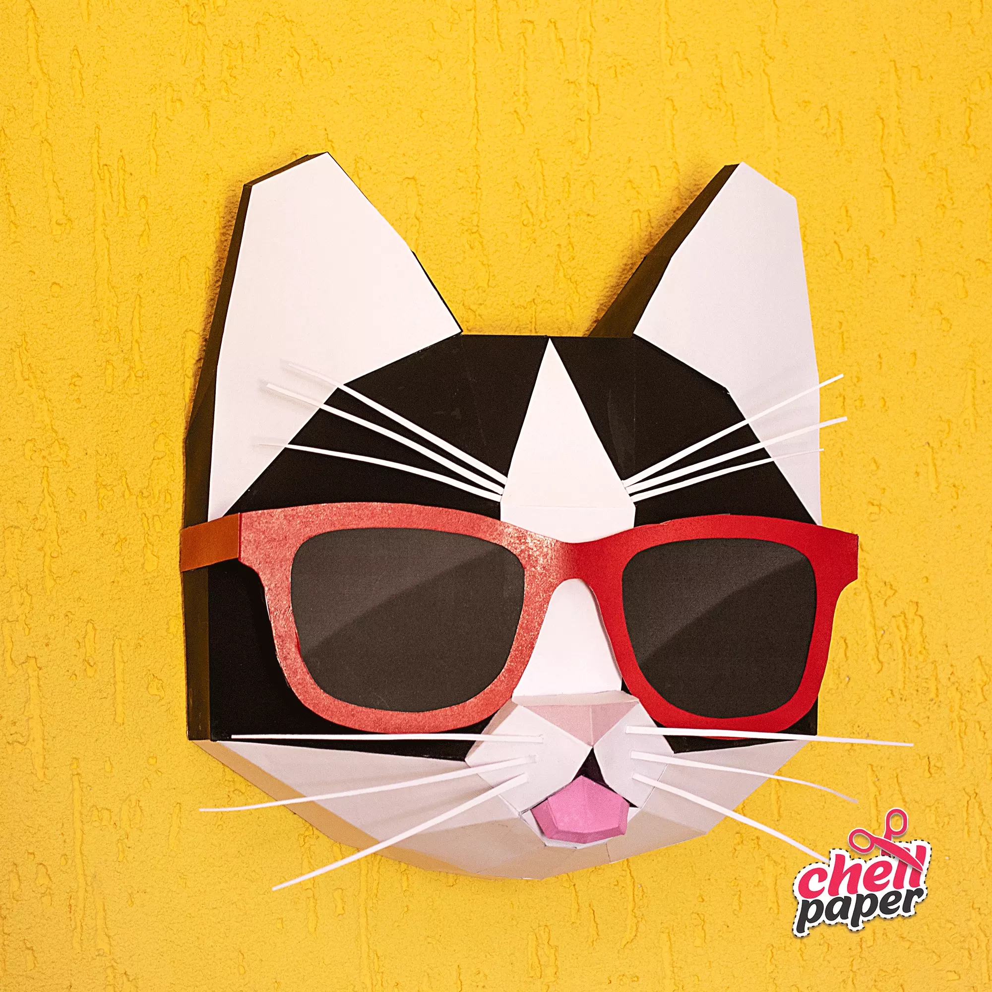 Kitten with glasses Low-poly 3D model_0