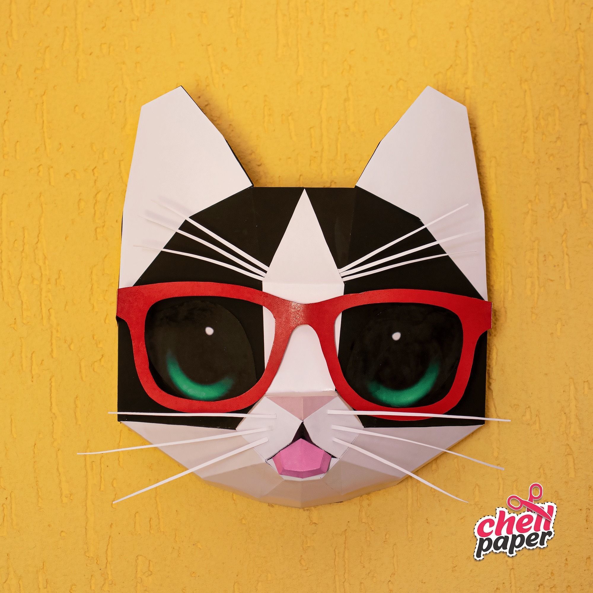 Kitten with glasses Low-poly 3D model_5