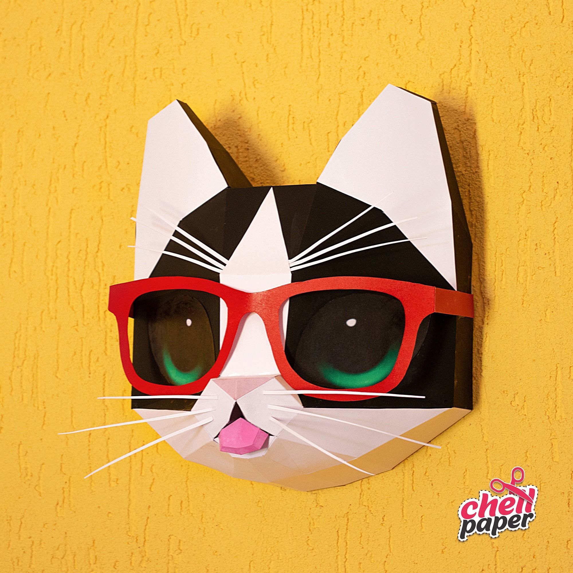 Kitten with glasses Low-poly 3D model_4