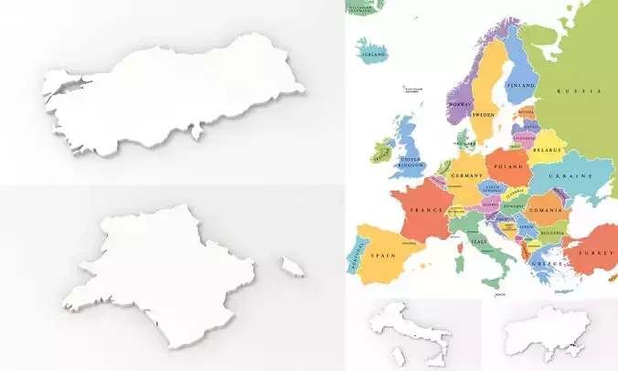 Map - Europe- all countries 3D print model