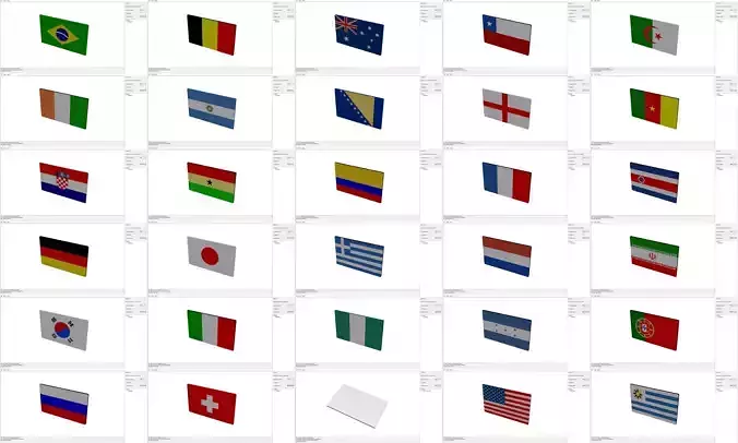 3D Flags - Some countries