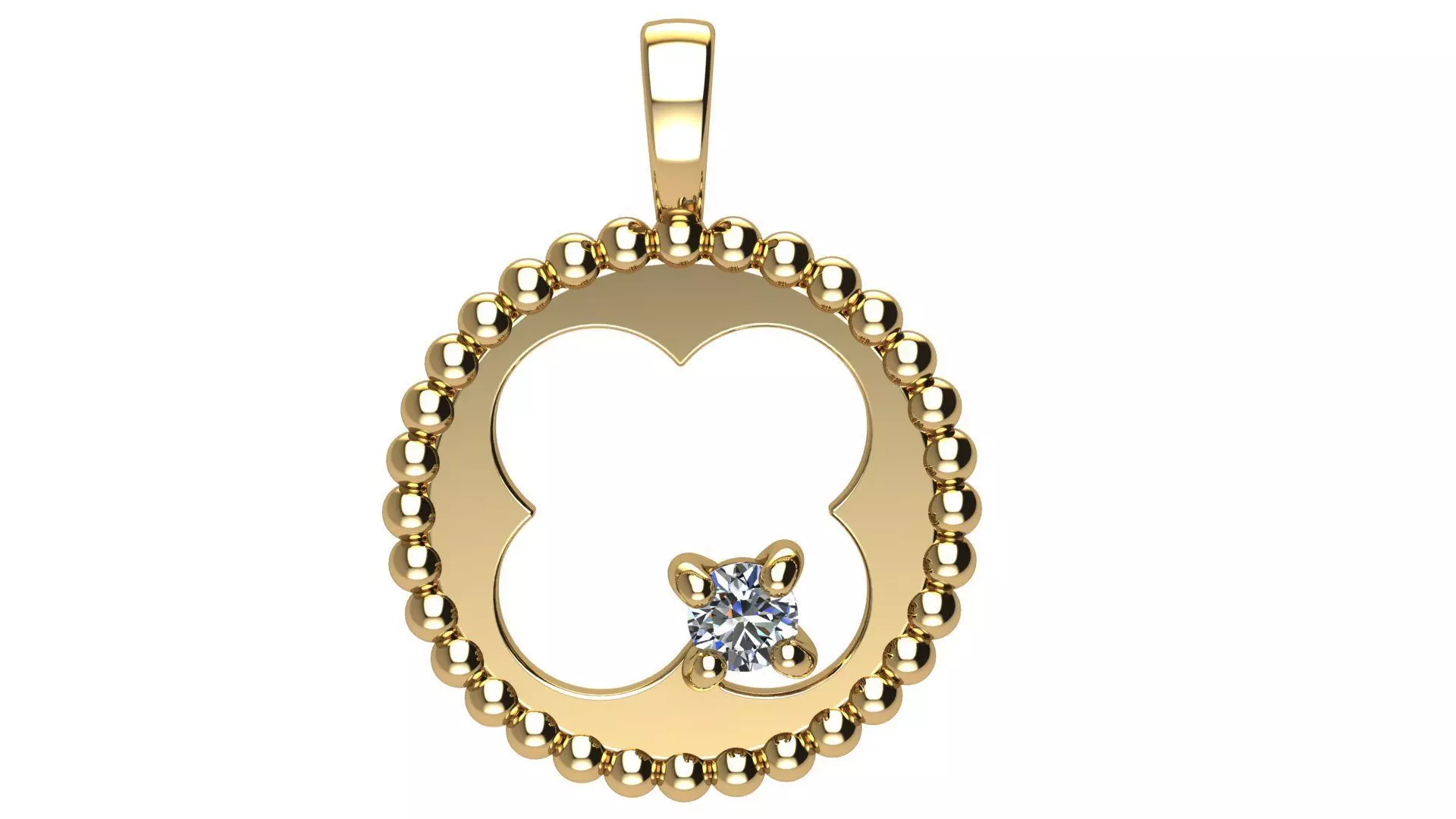 Quaterfoil Pendant with Diamond 3D print model_0